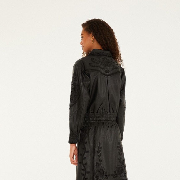 Farm Rio Richelieu Leather Bomber Jacket - Picture 2 of 16